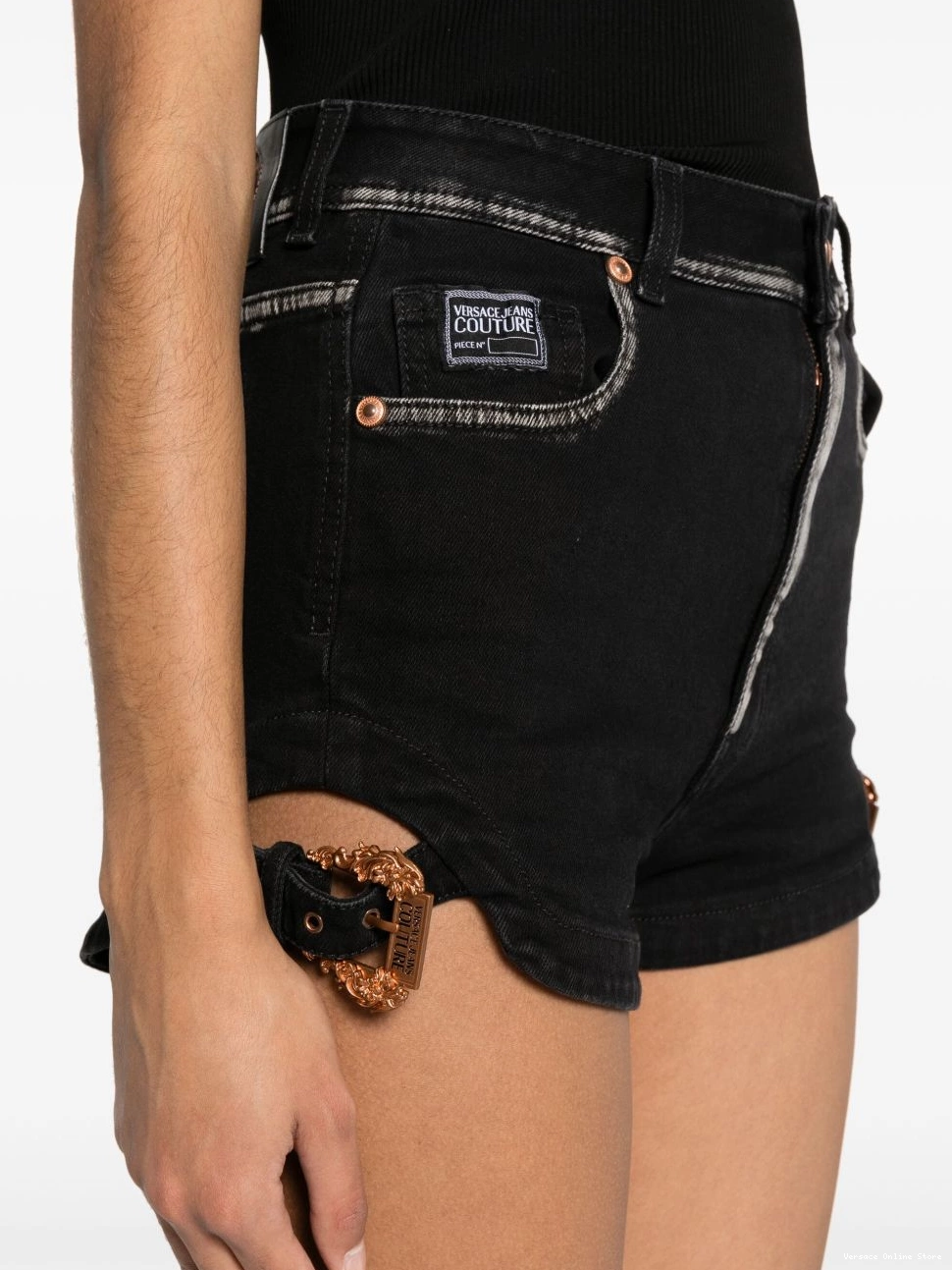 Affordable Women Versace logo-engraved Jeans denim Couture shorts 0729